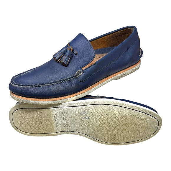 Sperry Authentic Original Navy Leather Tassel Slip on Boat Shoe - Picture 9 of 10